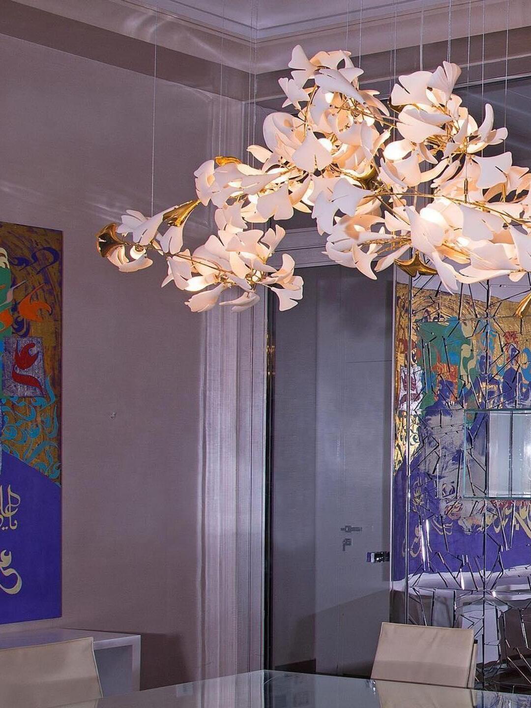 Creative Ceramics Gingko Flower Chandelier G - Cueteks