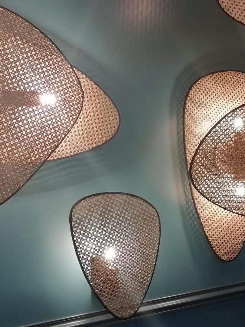 Rustic Bamboo Natural Screen Cannage Sconce - Cueteks