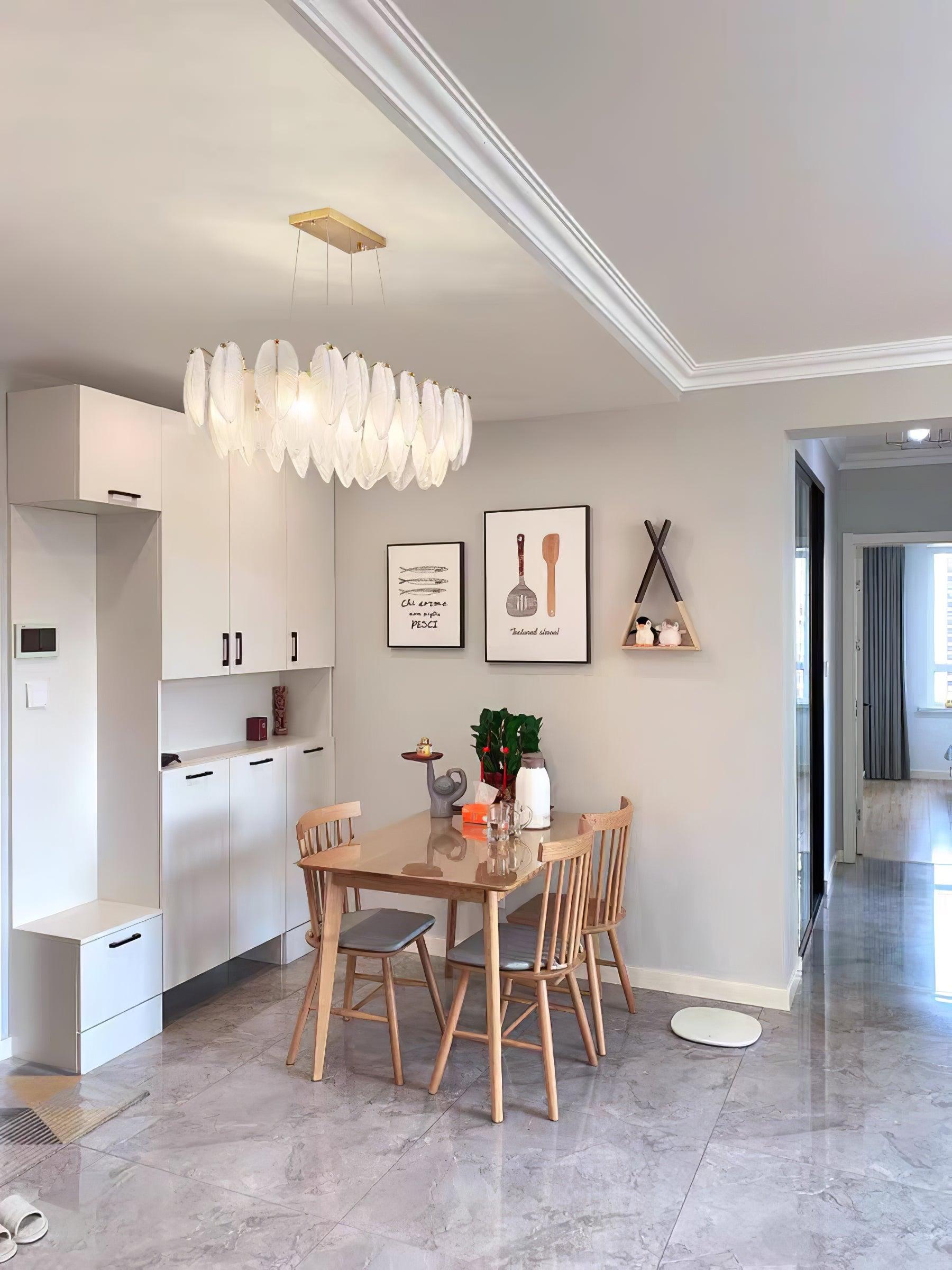 Glass Feather Chandelier - Cueteks