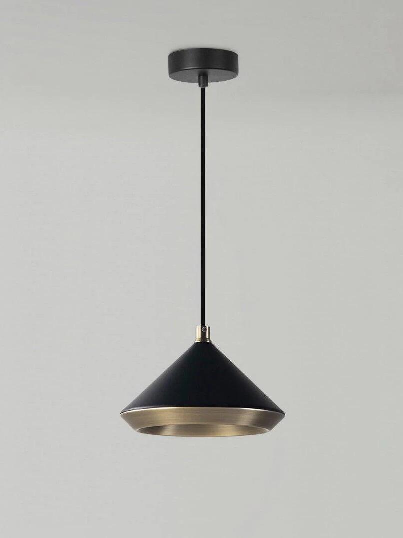Black shallow cone pendant with metallic interior