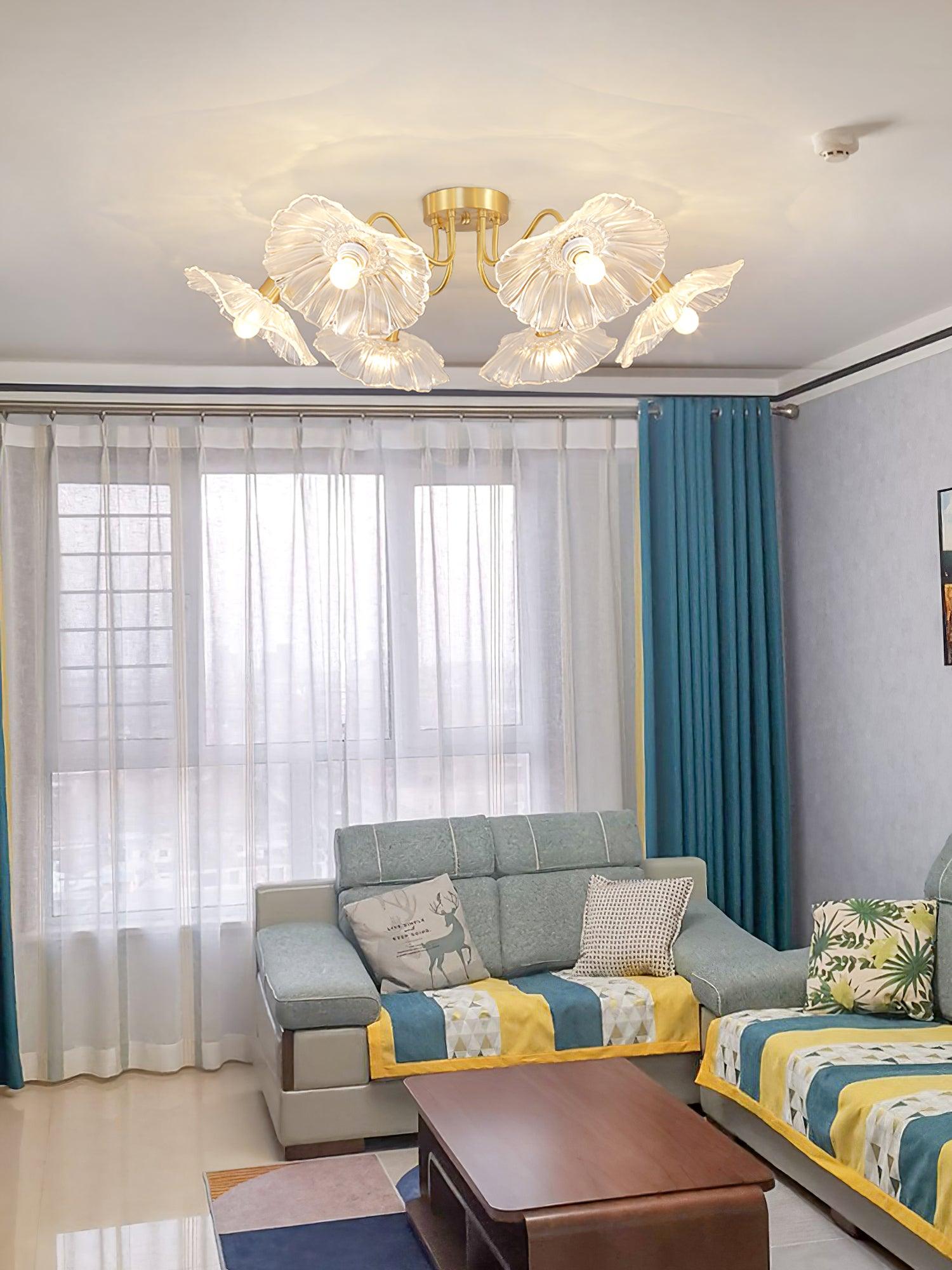 Lotus Leaf Glass Ceiling Lamp - Cueteks