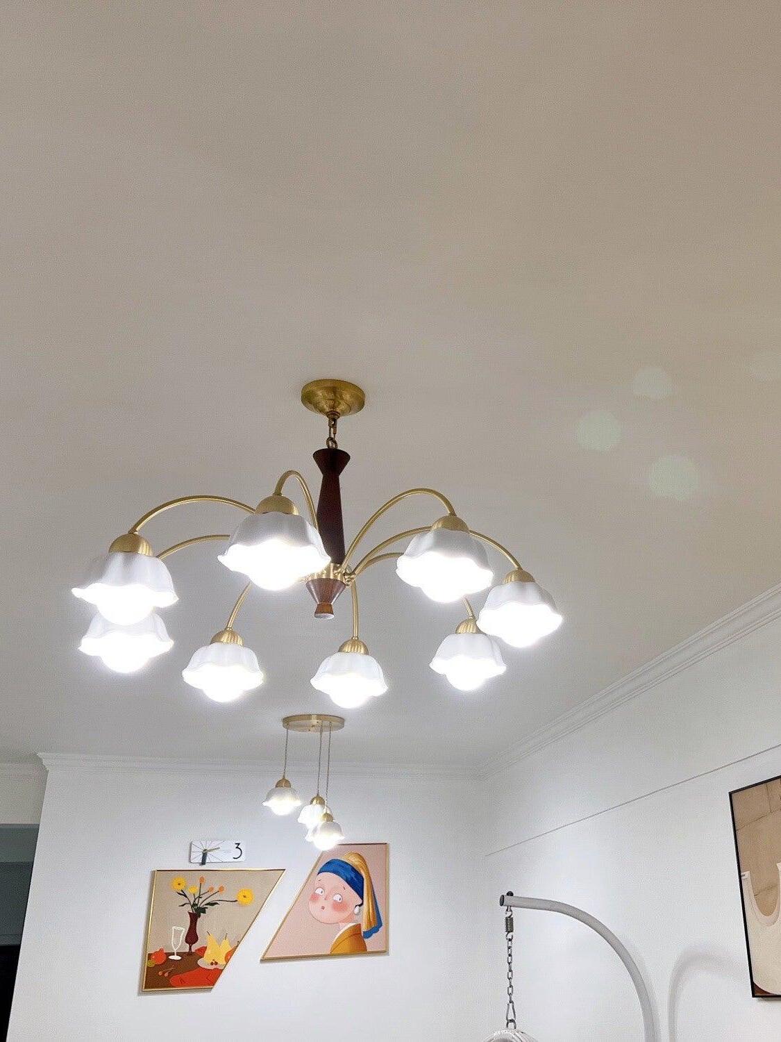 Swedish Modern Brass Chandelier - Cueteks