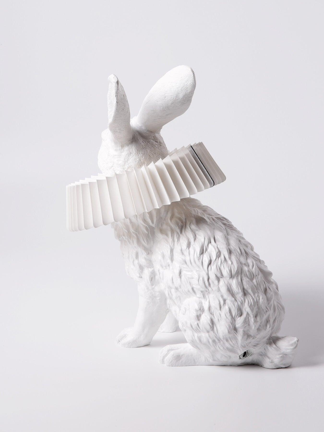 White Resin Rabbit Decorative Table Lamp - Cueteks