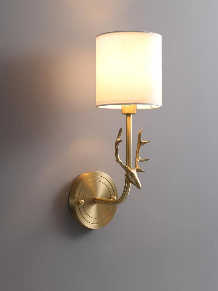 Brass Deer Head Wall Light - Cueteks