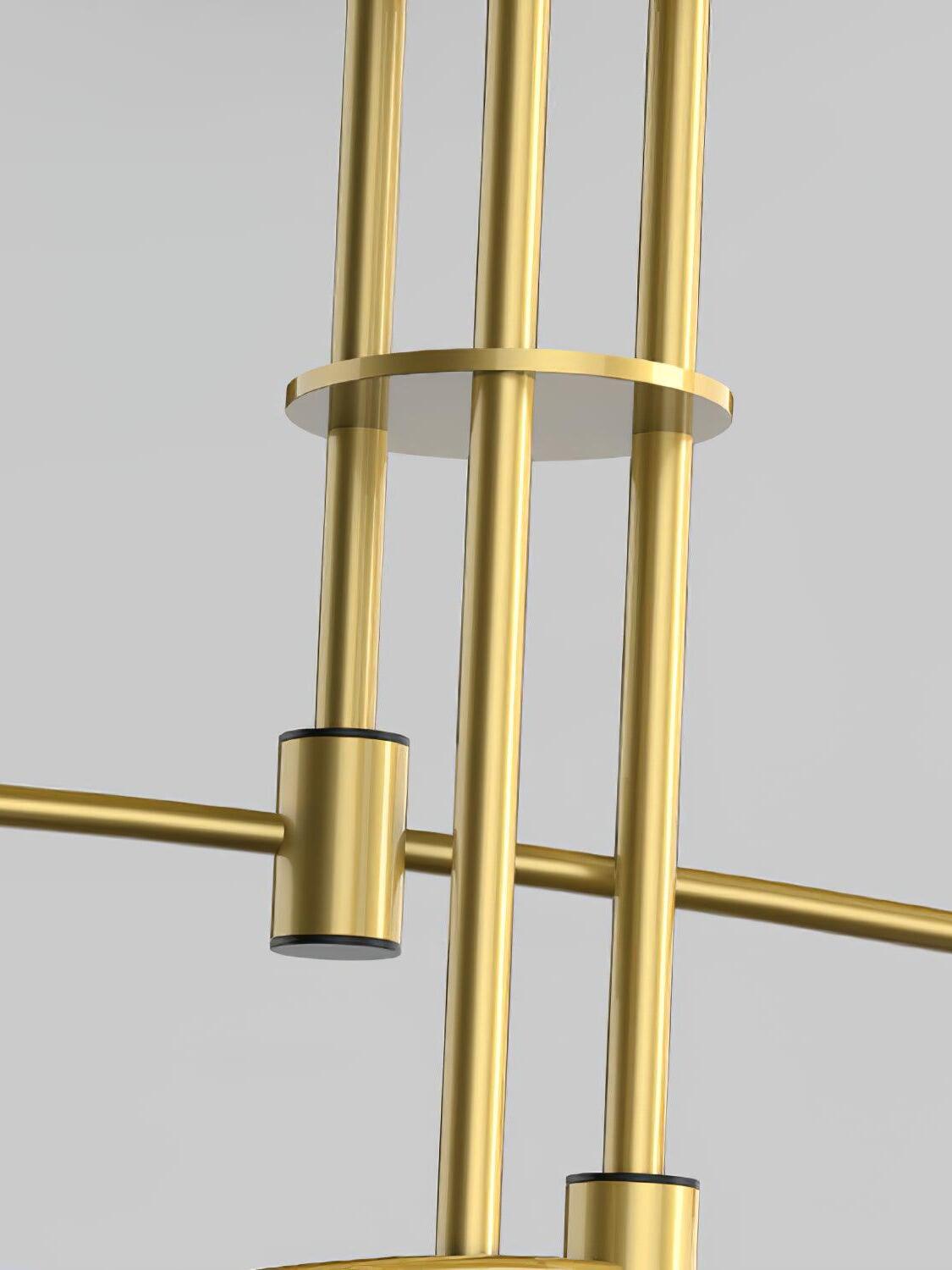 Close view of Gold rods and cylindrical arm junctions