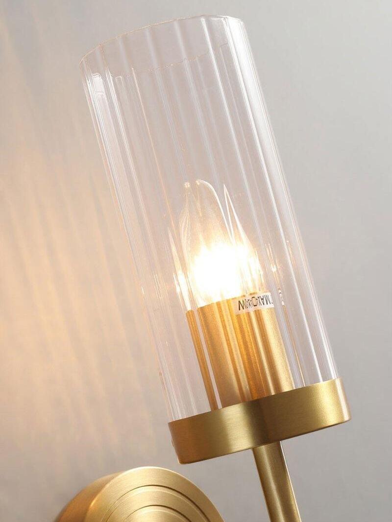 Ribbed glass cylinder surrounding a candle-shaped bulb