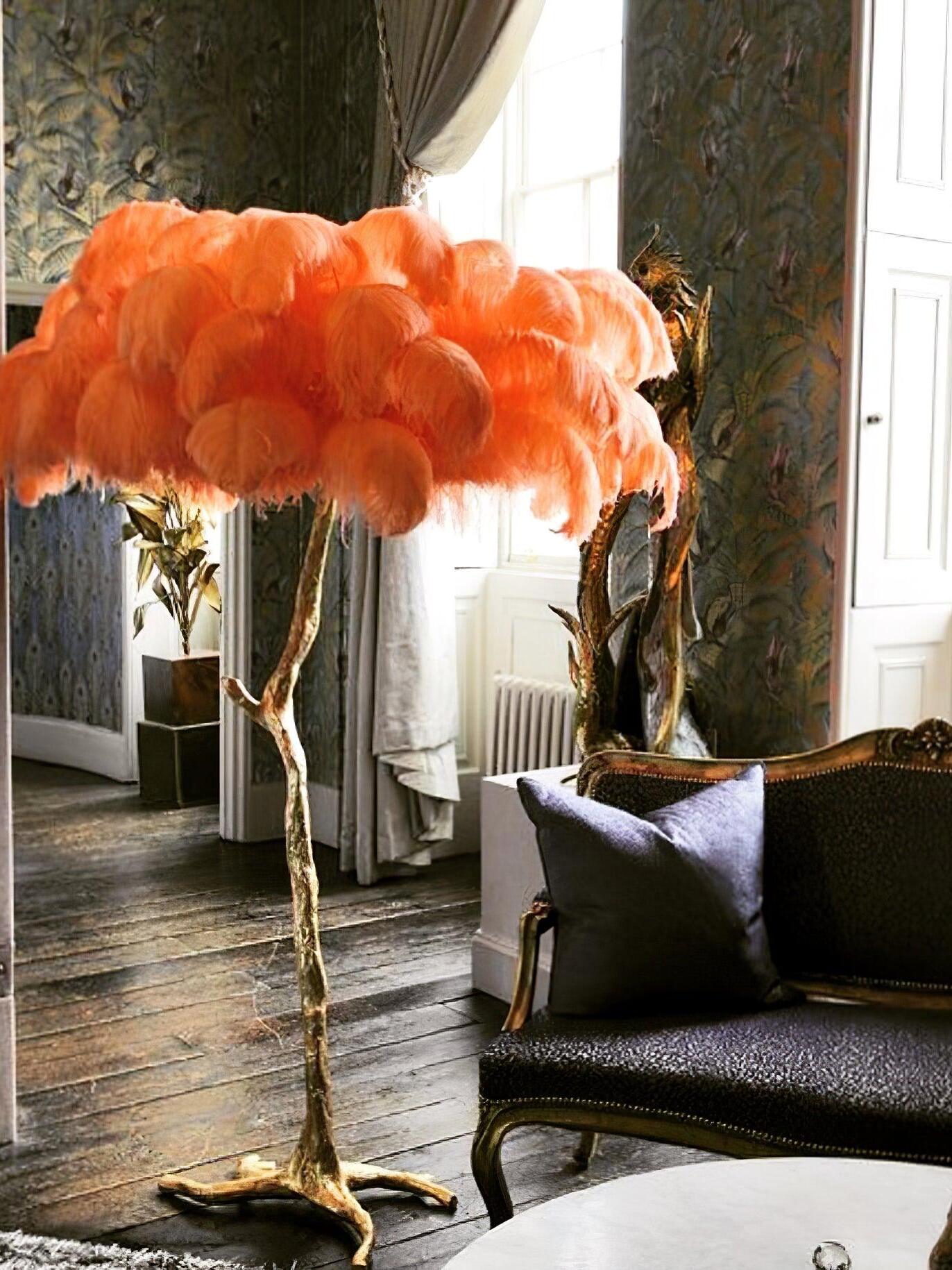 Ostrich Feather Resin Floor Light - Cueteks