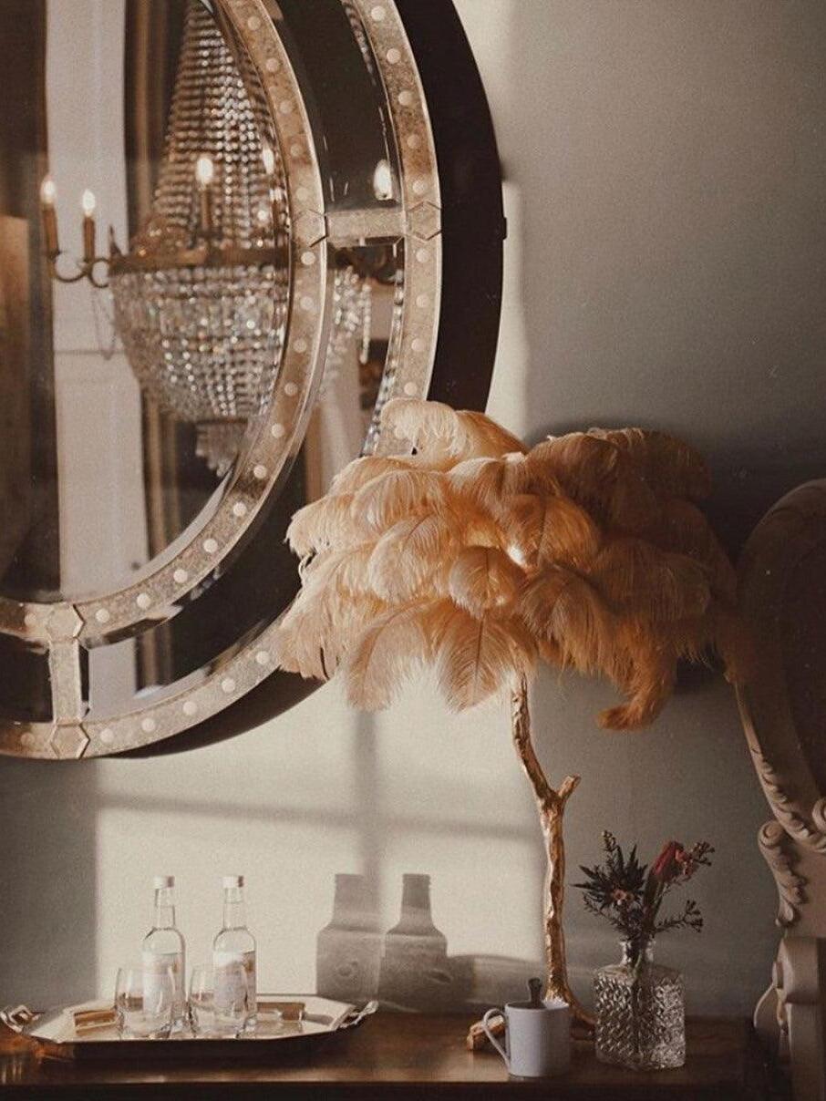 Ostrich Feather Table Lamp - Cueteks