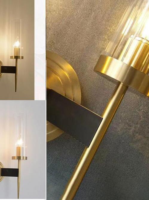 Collage of single sconce and brass-coloured fittings