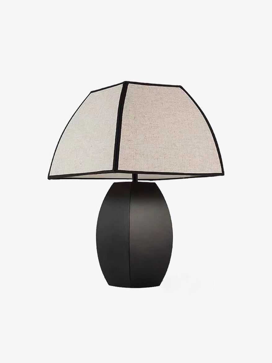 Front view of Javier fabric-shade table lamp