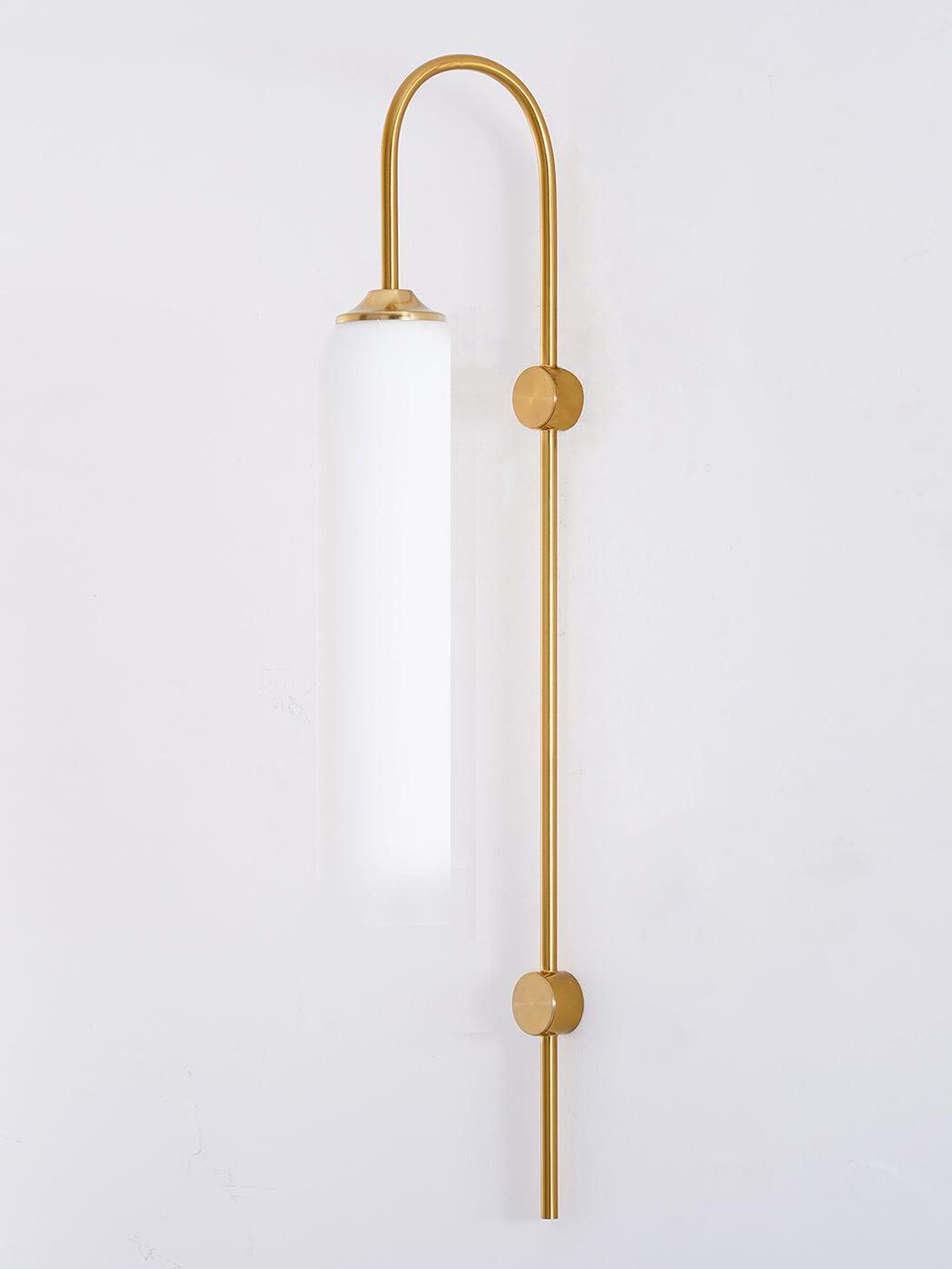 White cylindrical glass and long Gold-finish stem