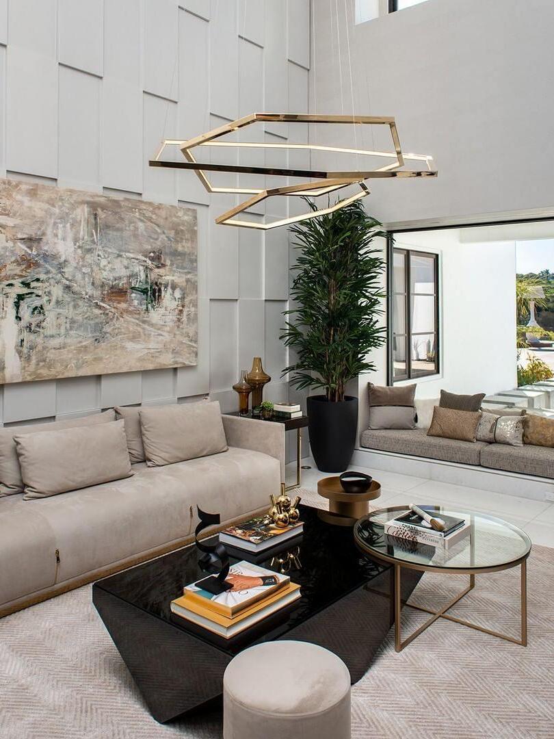 Irregular Multilayer Gold Rings Vesanto Chandelier - Cueteks