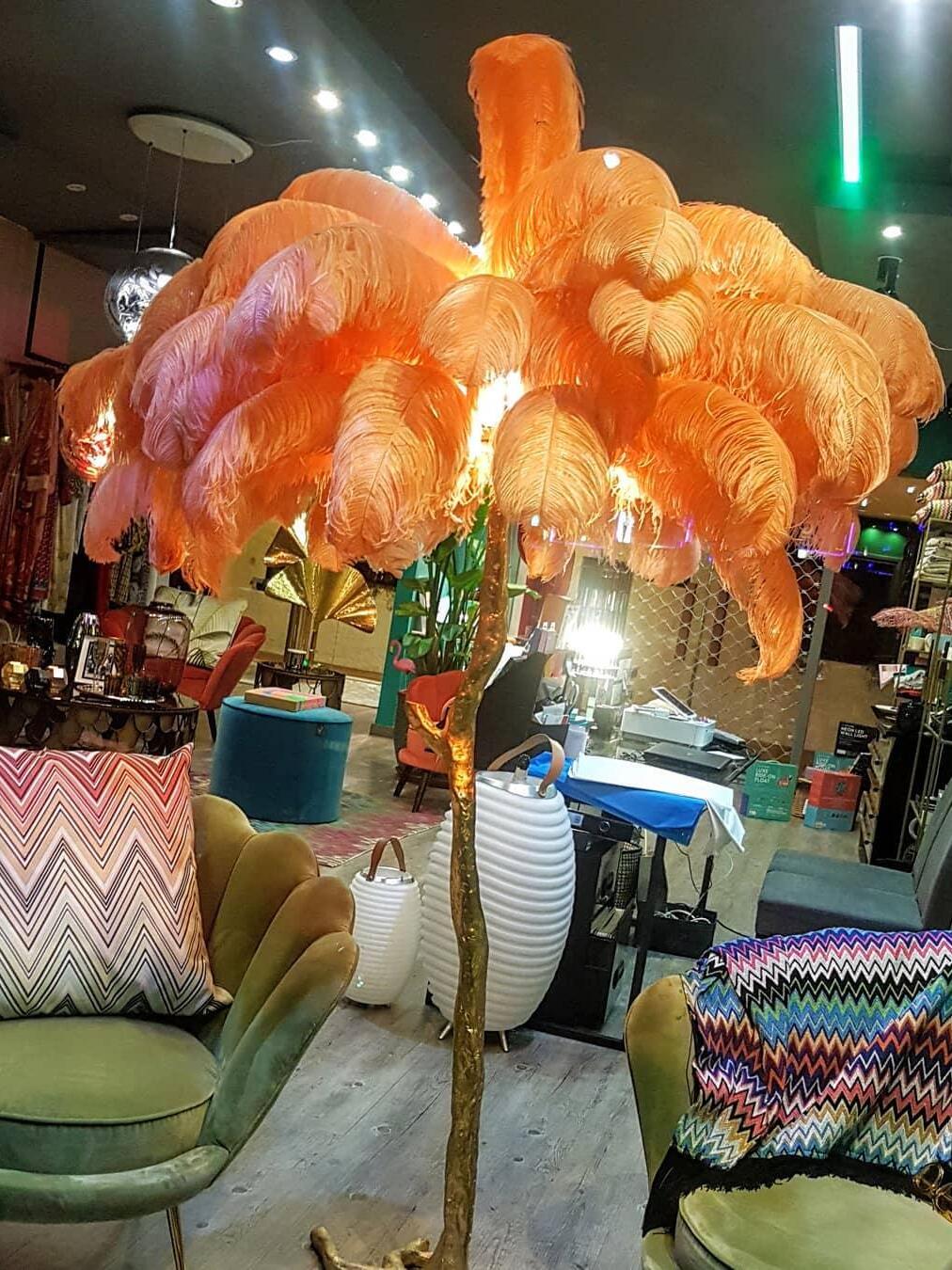 Ostrich Feather Resin Floor Light - Cueteks