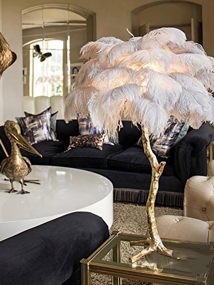 Ostrich Feather Resin Floor Light - Cueteks