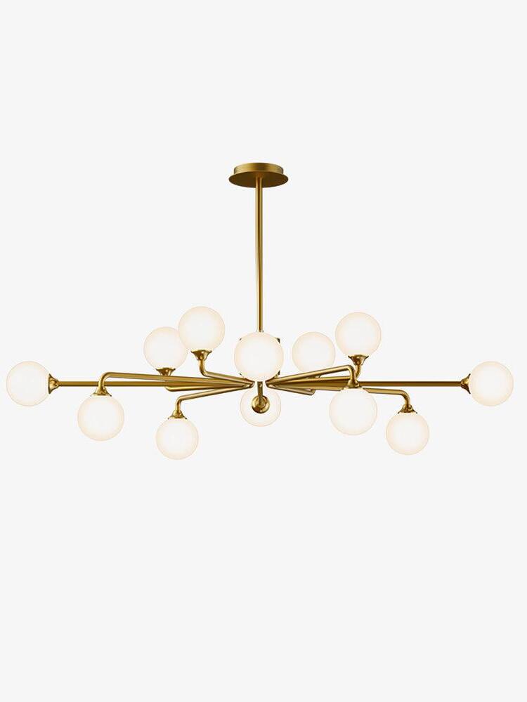 Broad white glass globe chandelier isolated on white