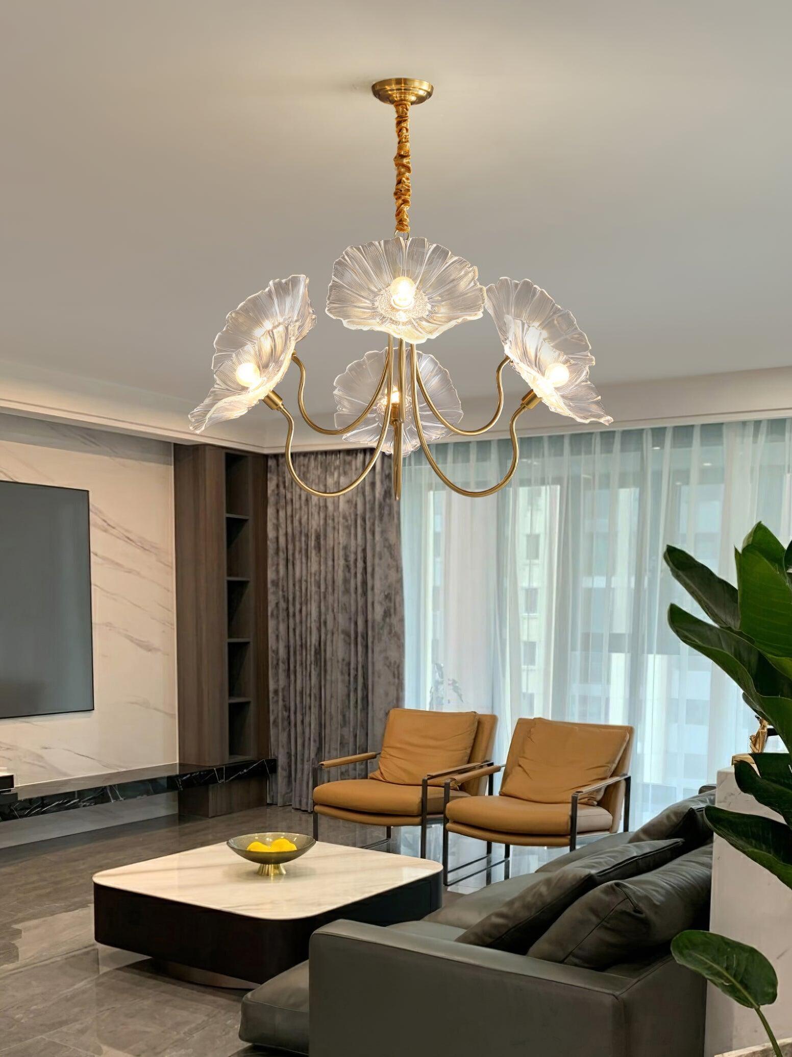 Lotus Leaf Glass Chandelier - Cueteks