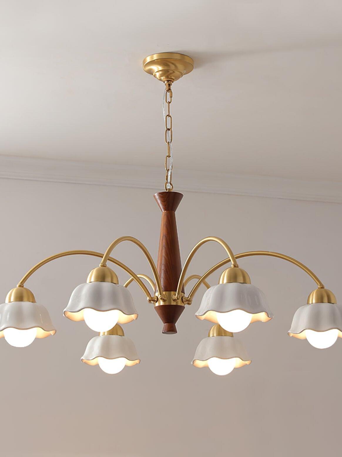 Swedish Modern Brass Chandelier - Cueteks