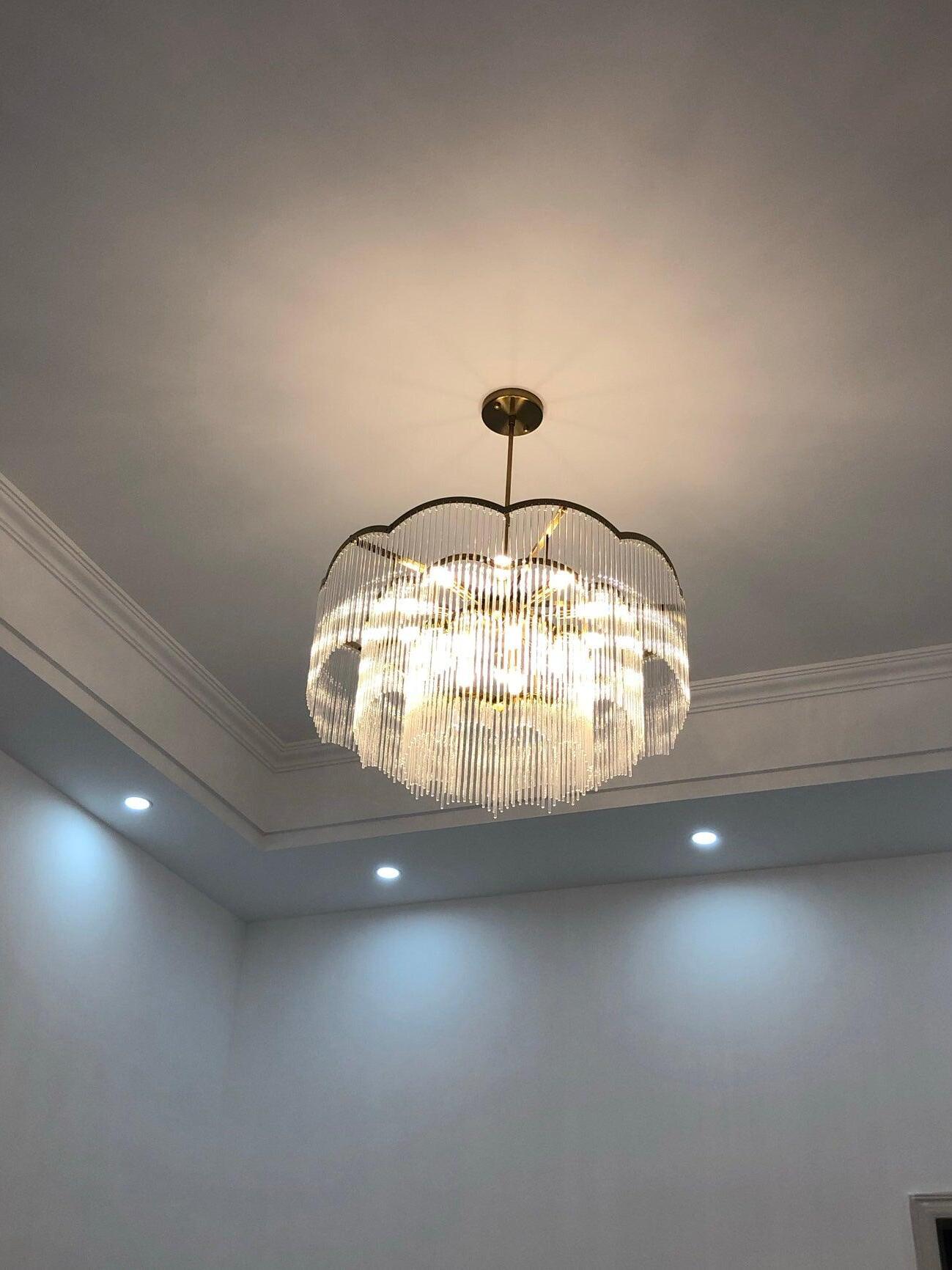 Classic Maria Theresa Multi-layer Glass Strips Chandelier - Cueteks