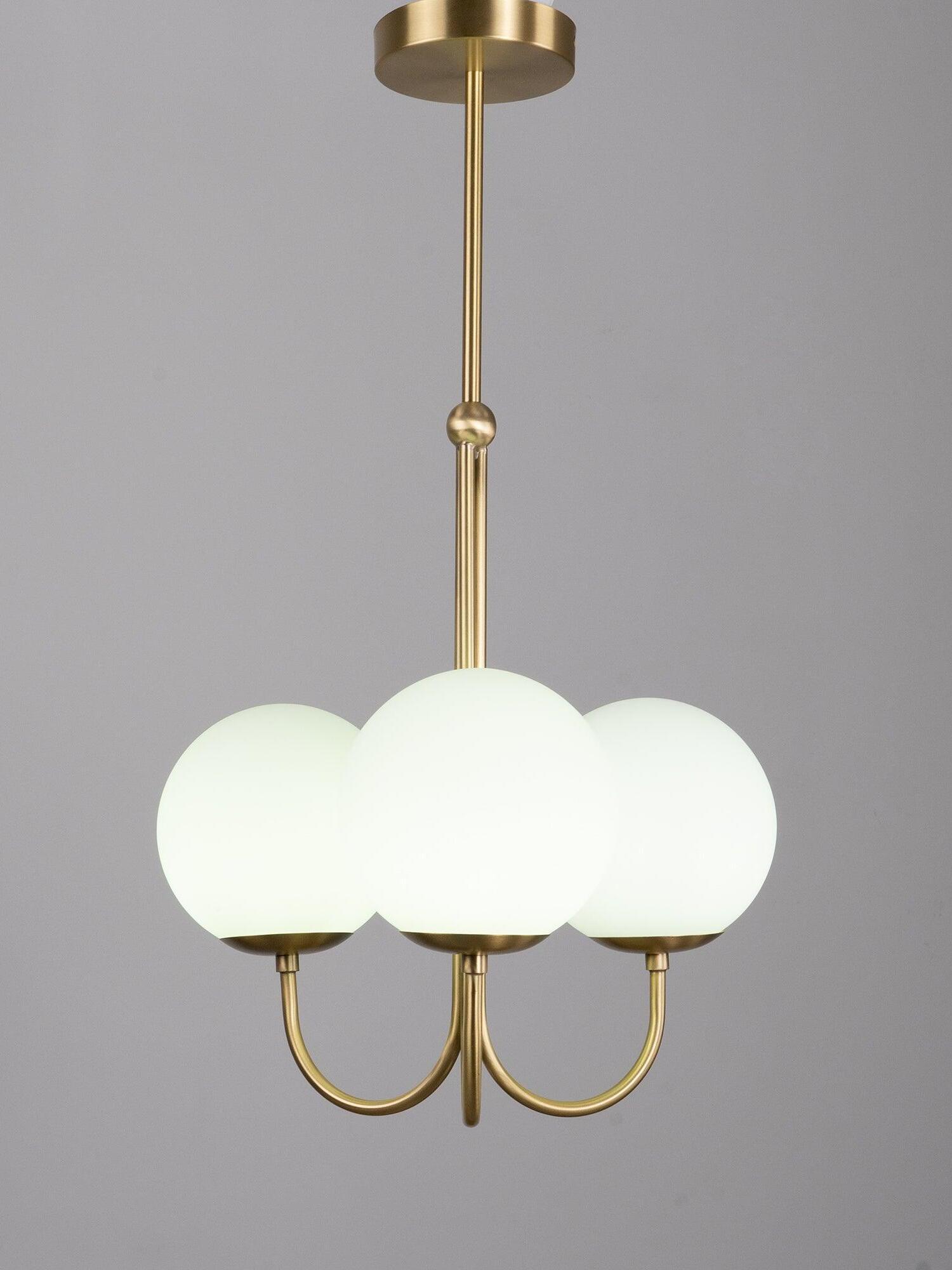 Illuminated Opal globes on the Angle pendant