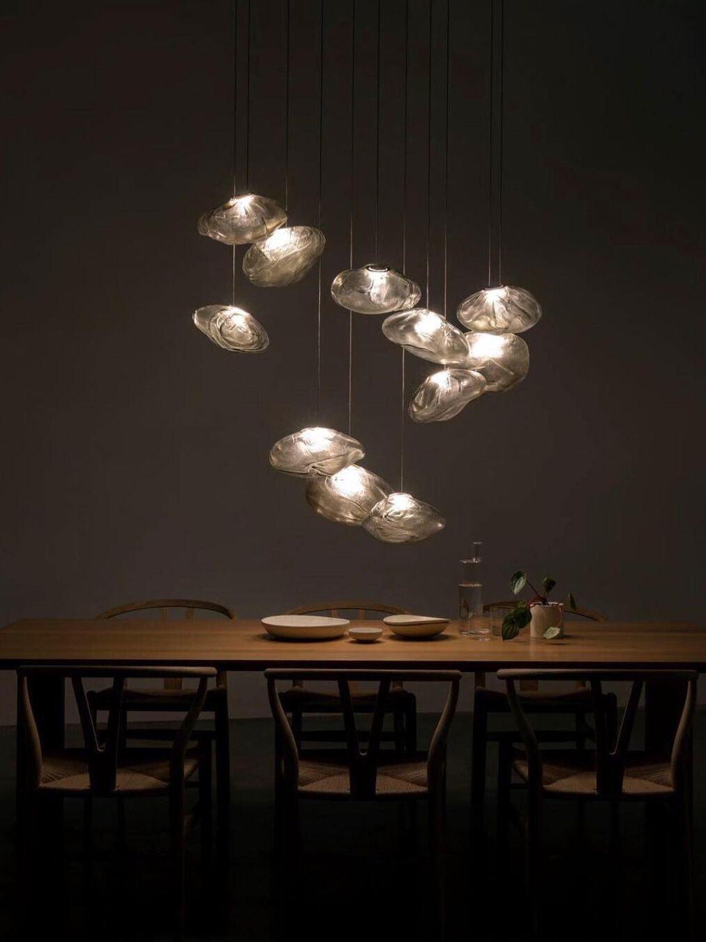 Transparent Glass Random Rectangle Multiple Pendant Lamp - Cueteks
