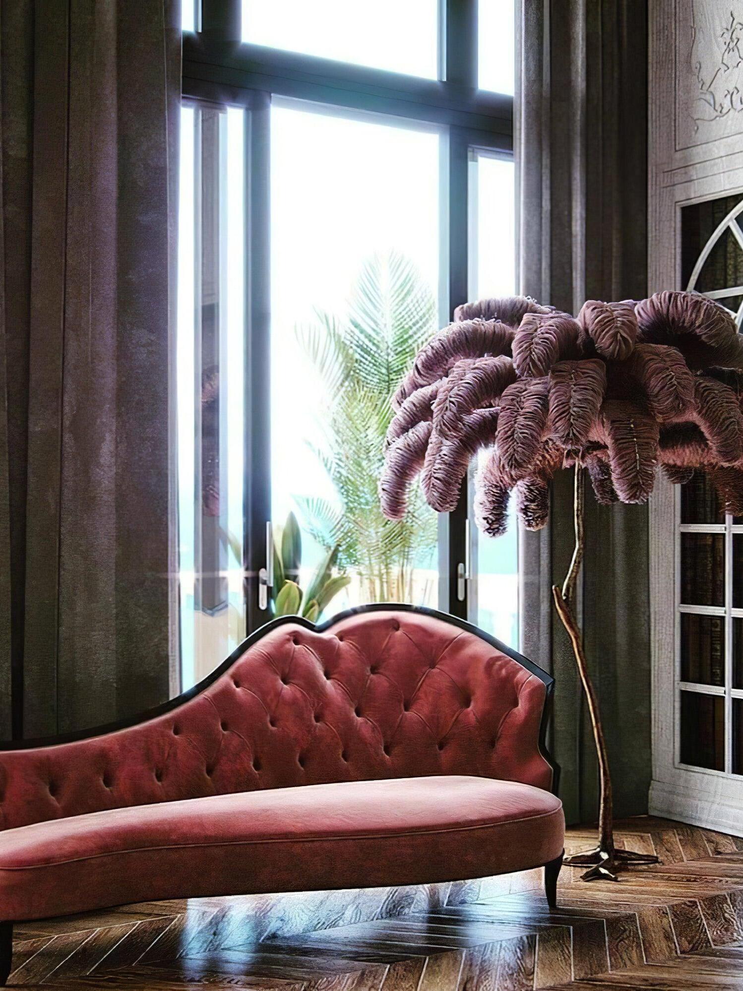 Ostrich Feather Resin Floor Light - Cueteks