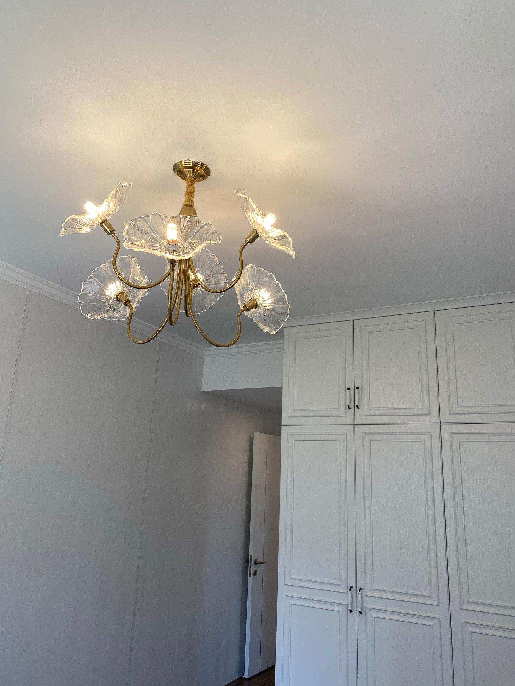 Lotus Leaf Glass Chandelier - Cueteks