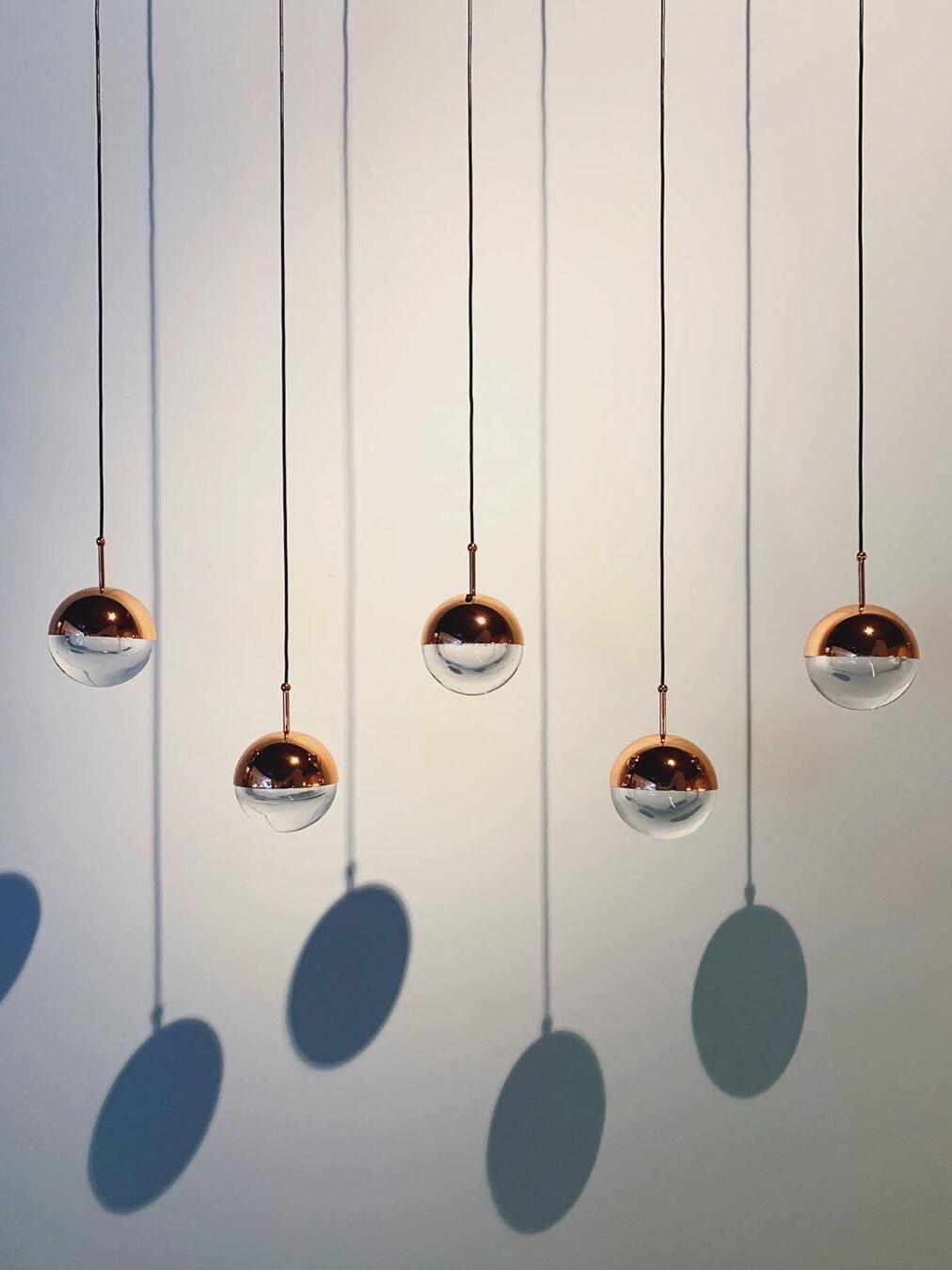 Modern Dora LED pendant lamp in Champagne Gold for Kitchen - Cueteks