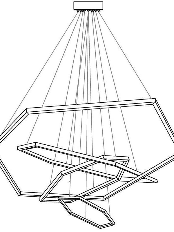 Irregular Multilayer Gold Rings Vesanto Chandelier - Cueteks