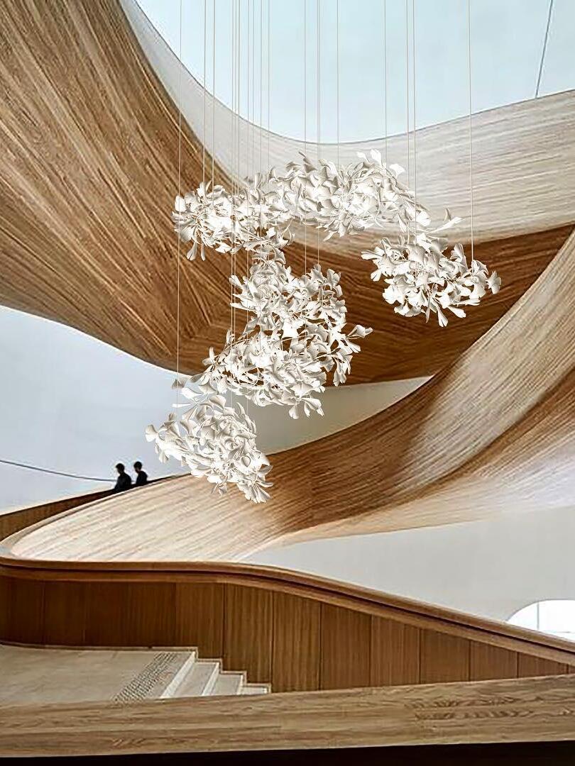 Modern Ceramics Flower Gingko Chandelier C - Cueteks