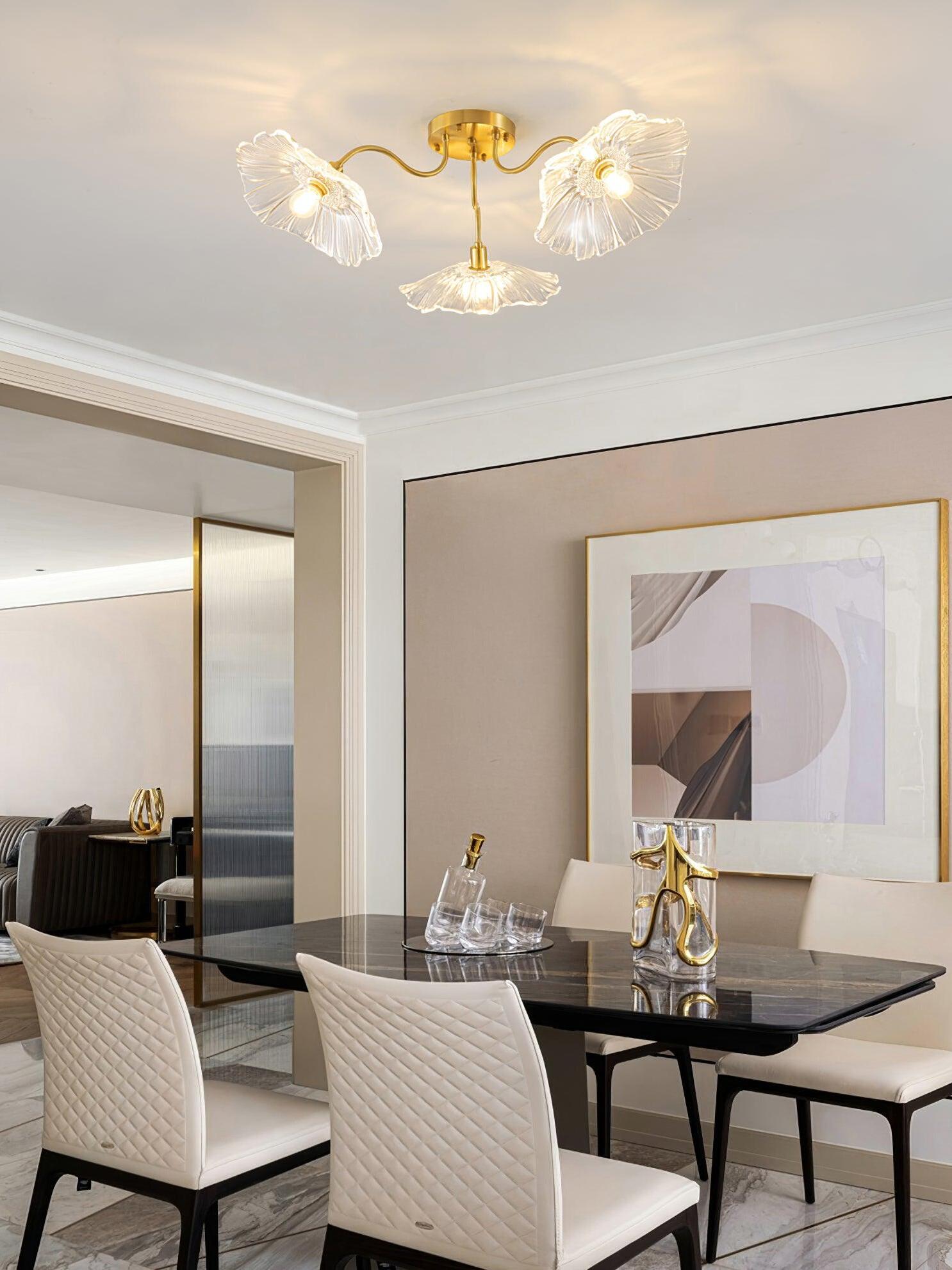 Lotus Leaf Glass Ceiling Lamp - Cueteks