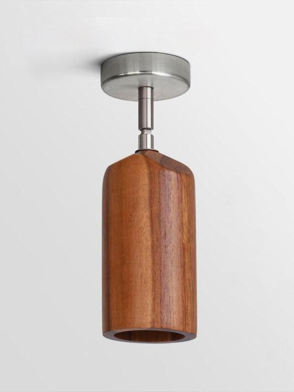 Single dark wood cylindrical ceiling spot