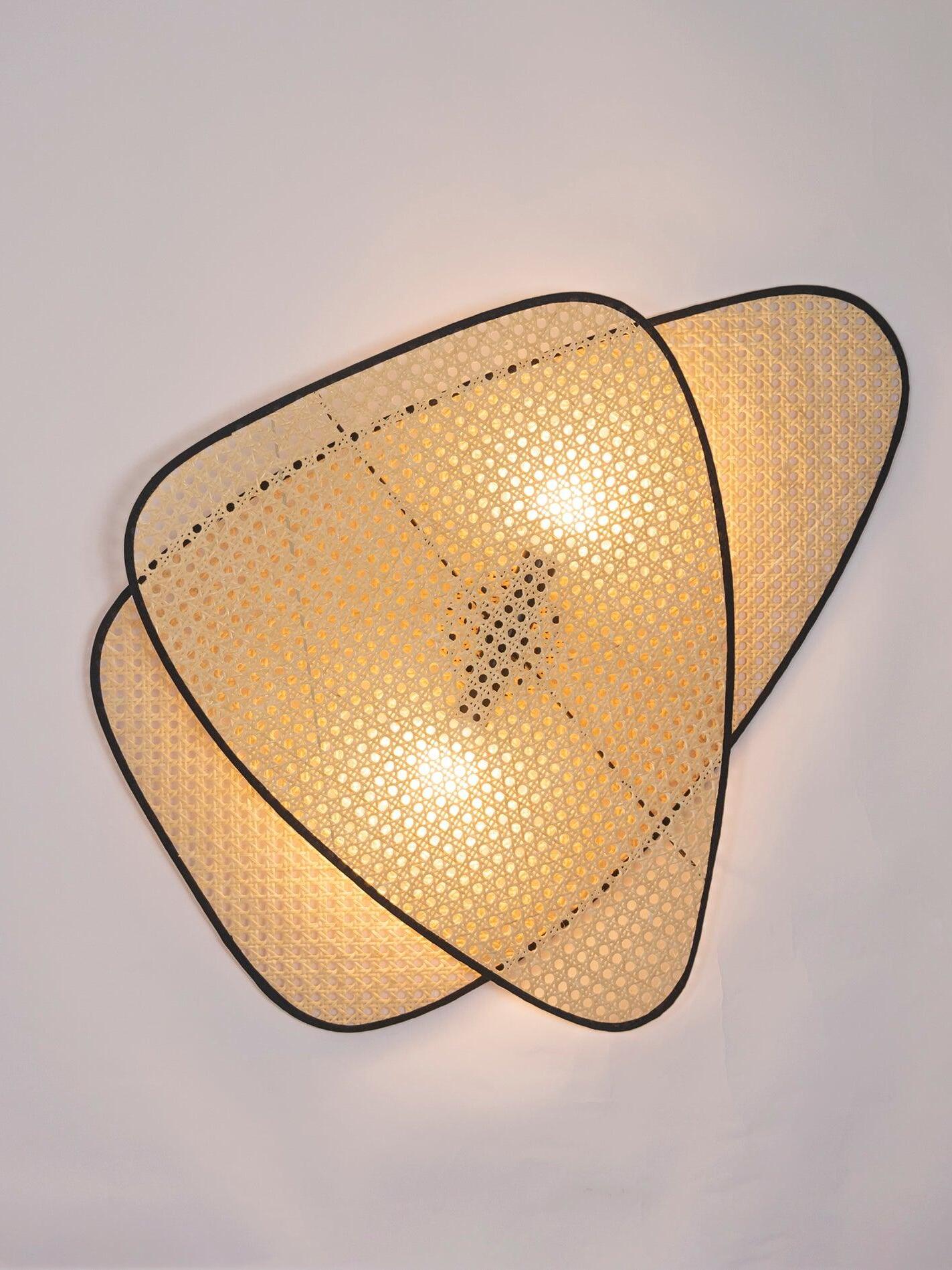 Rustic Bamboo Natural Screen Cannage Sconce - Cueteks