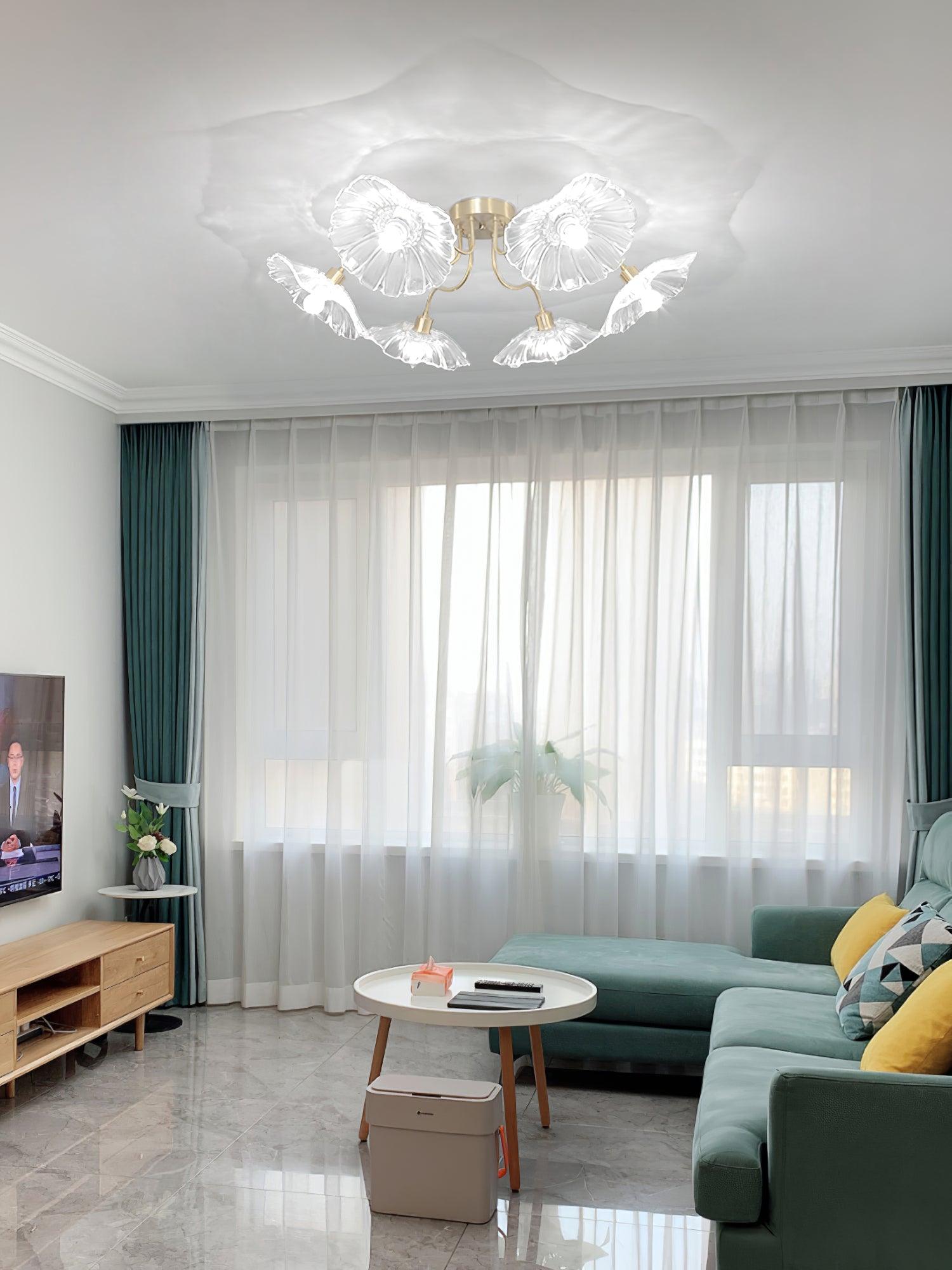 Lotus Leaf Glass Ceiling Lamp - Cueteks