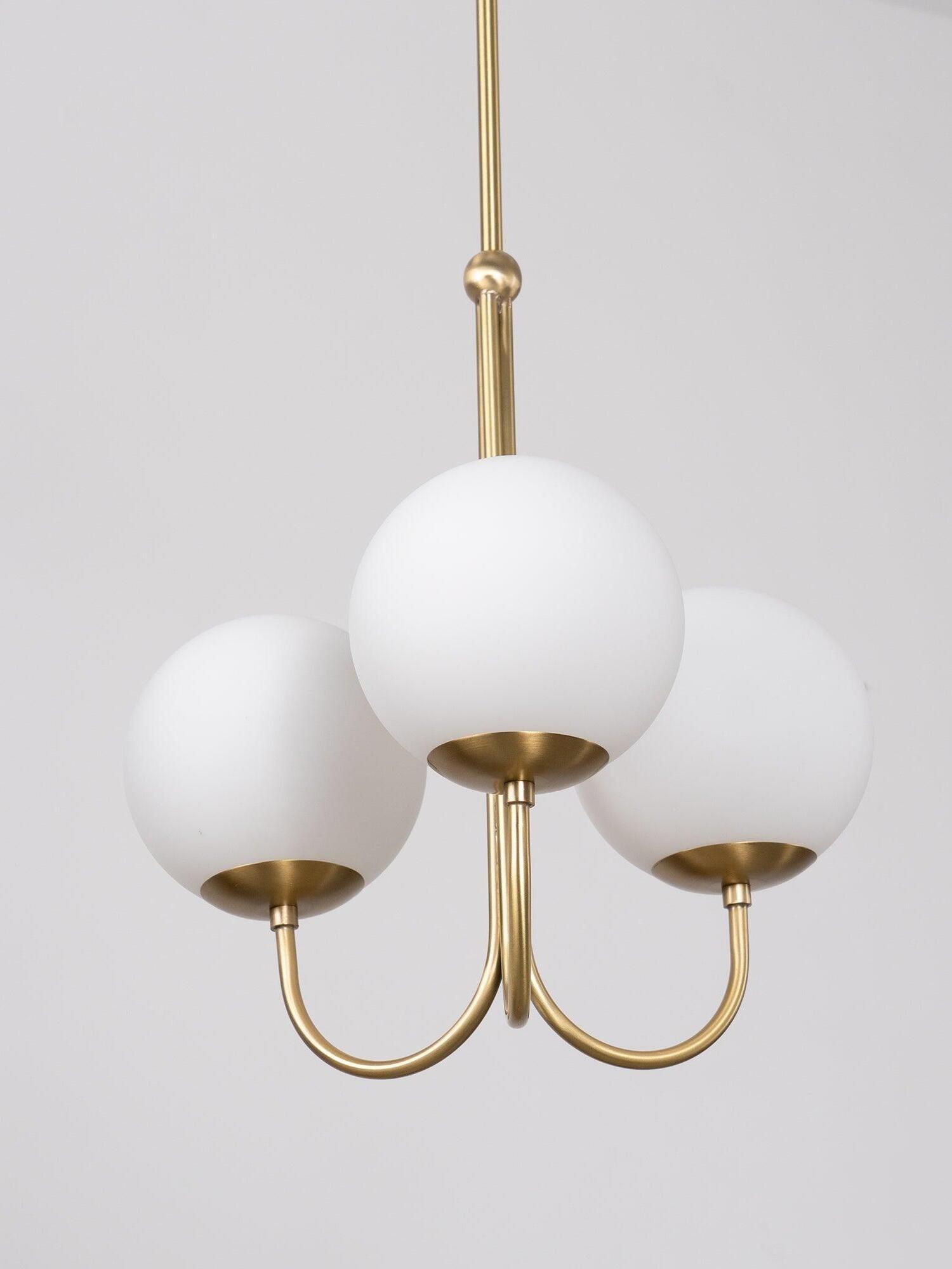 Opal globes and U-curved Brass supports close view