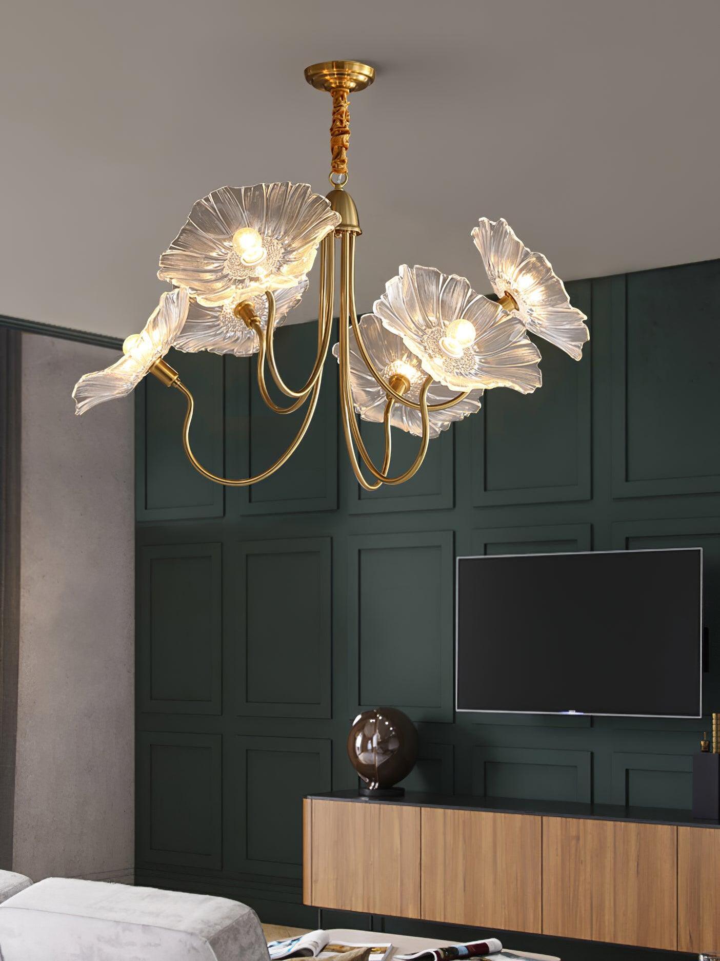 Lotus Leaf Glass Chandelier - Cueteks