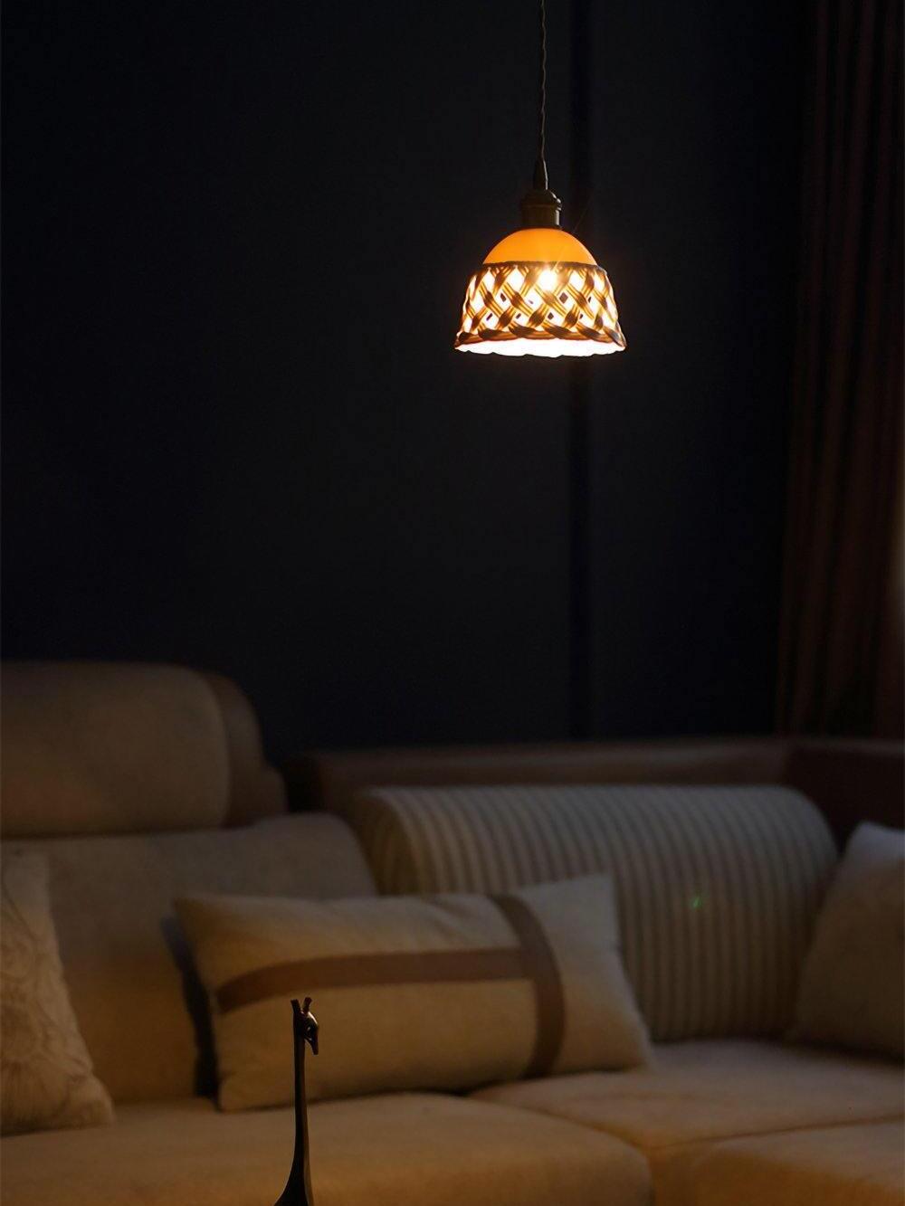 Stylish Ceramic Openwork Woven Pendant Lamp - Cueteks