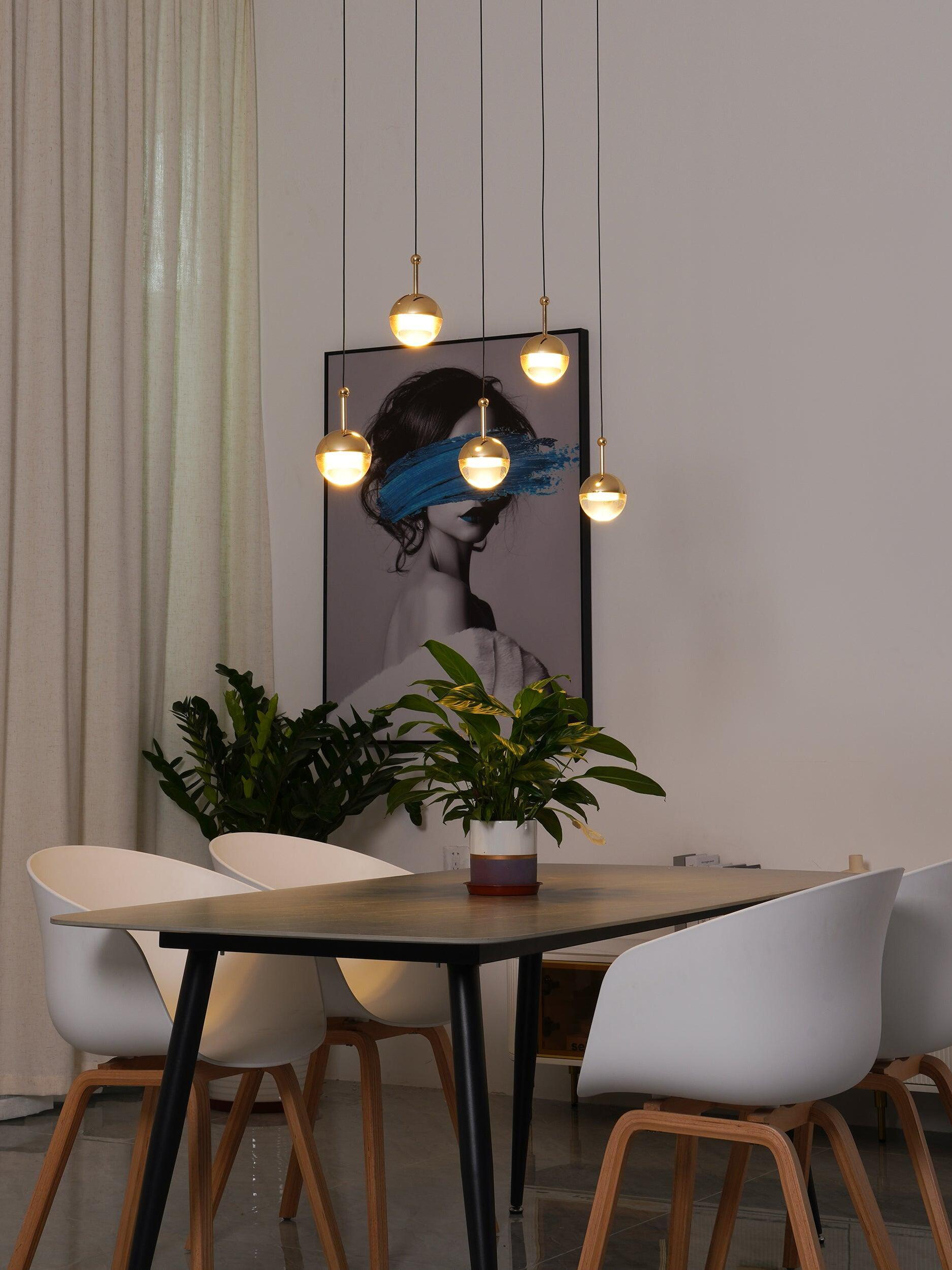 Modern Dora LED pendant lamp in Champagne Gold for Kitchen - Cueteks