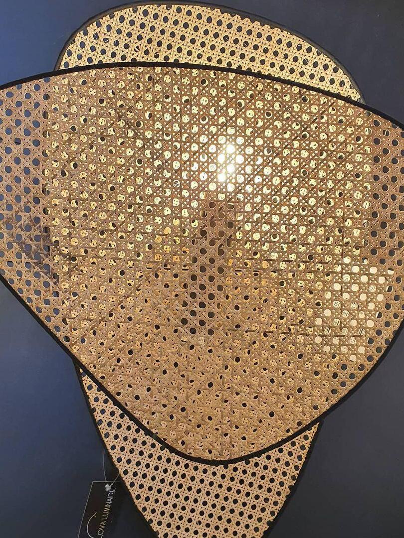 Rustic Bamboo Natural Screen Cannage Sconce - Cueteks