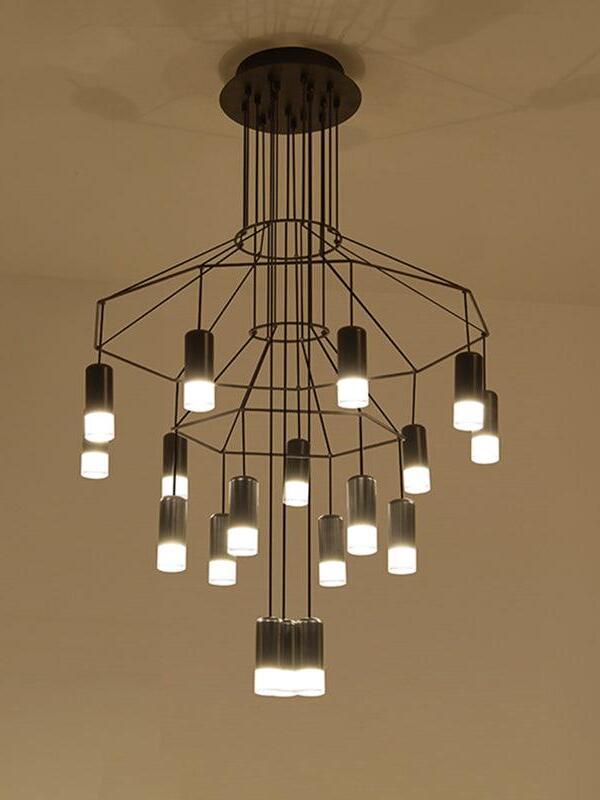 Industrial Metal Lines Multi-head Chandelier - Cueteks