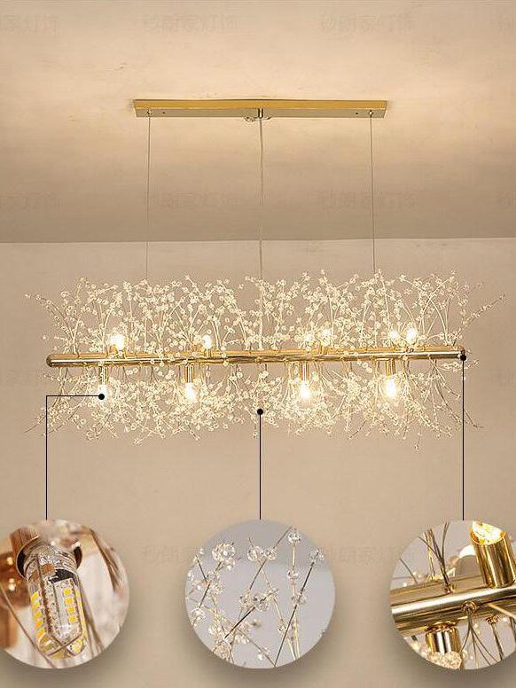 Fireworks chandelier with bulb, branch and rail detail insets