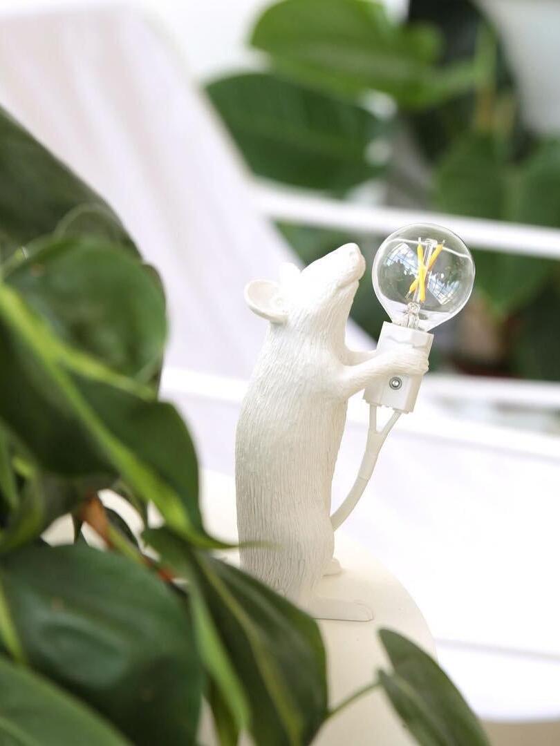 Resin White Mouse Shape Decorative Table Light - Cueteks