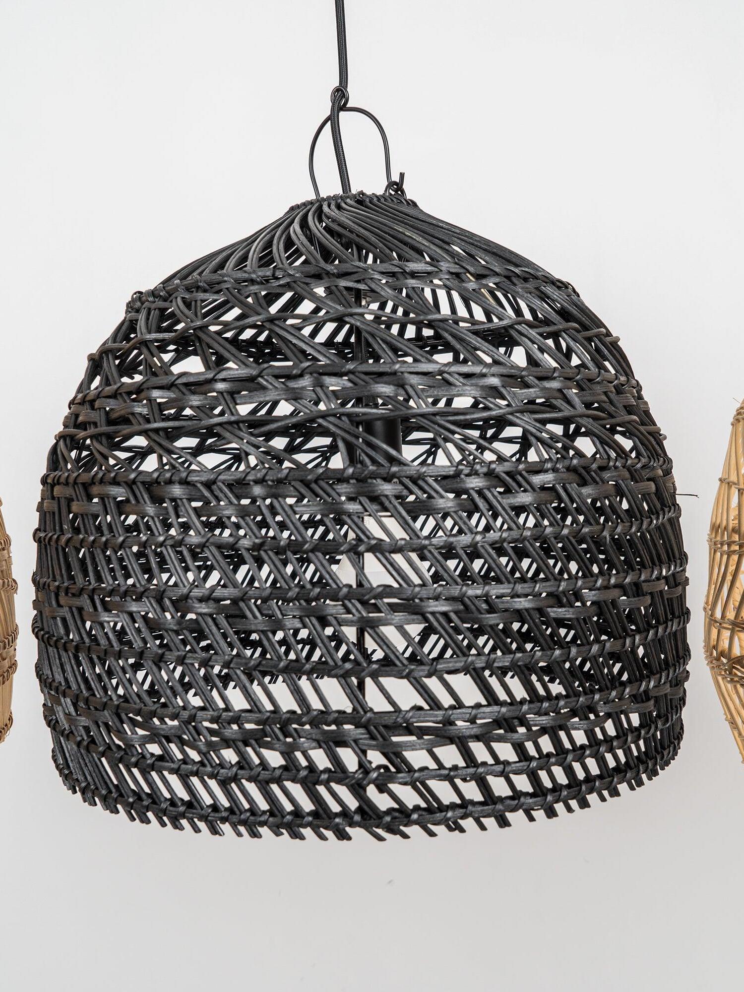 Black woven dome with a loop at the top