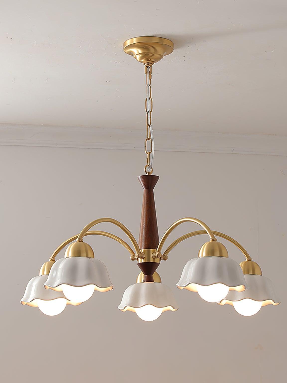 Swedish Modern Brass Chandelier - Cueteks