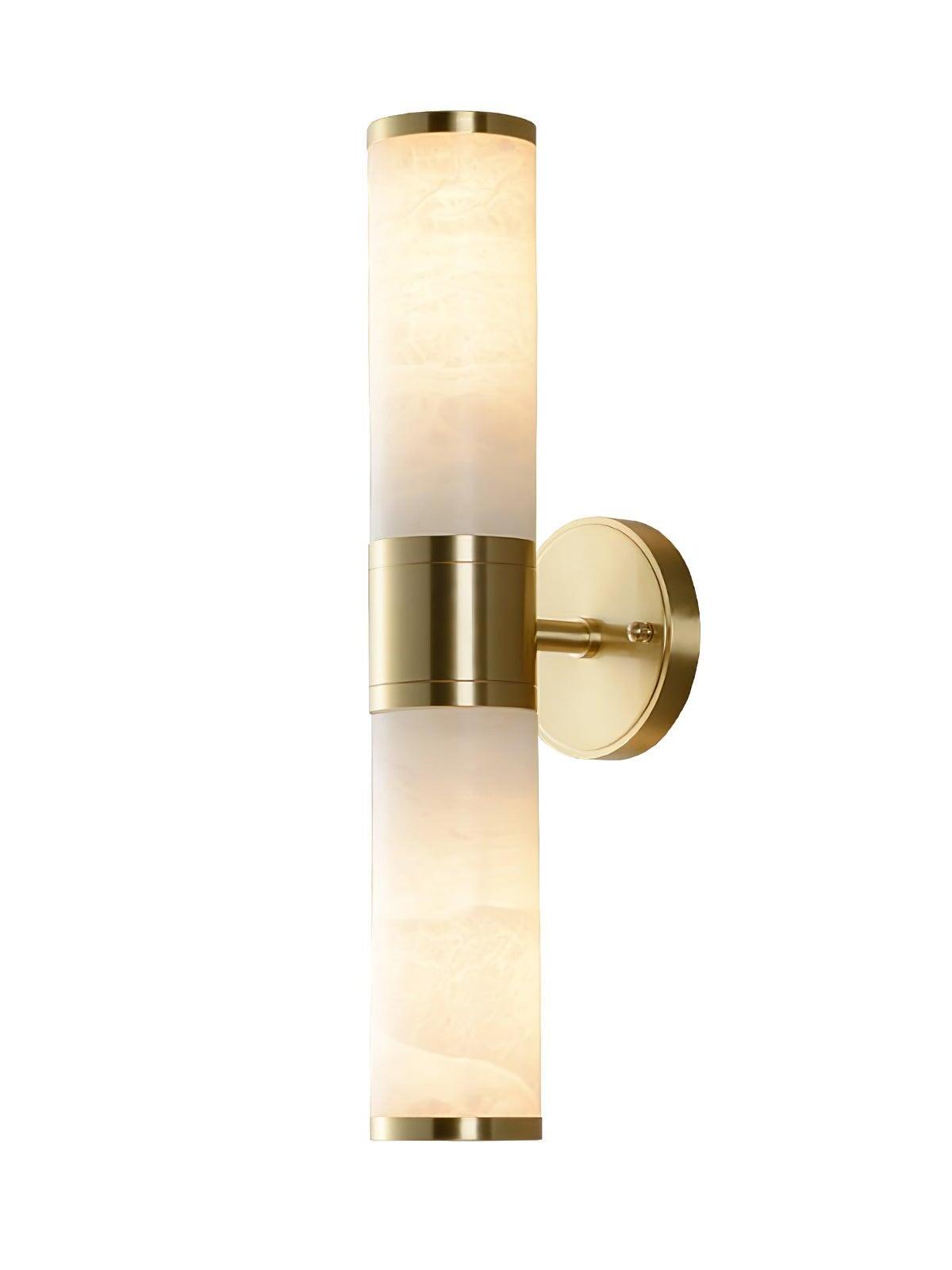 Tall double-ended white stone wall sconce on grey background