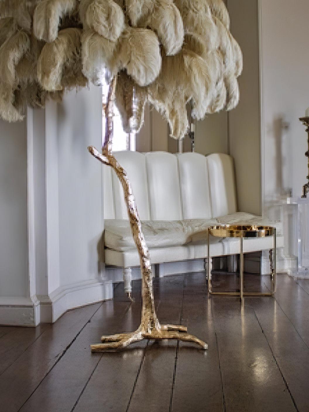 Ostrich Feather Resin Floor Light - Cueteks