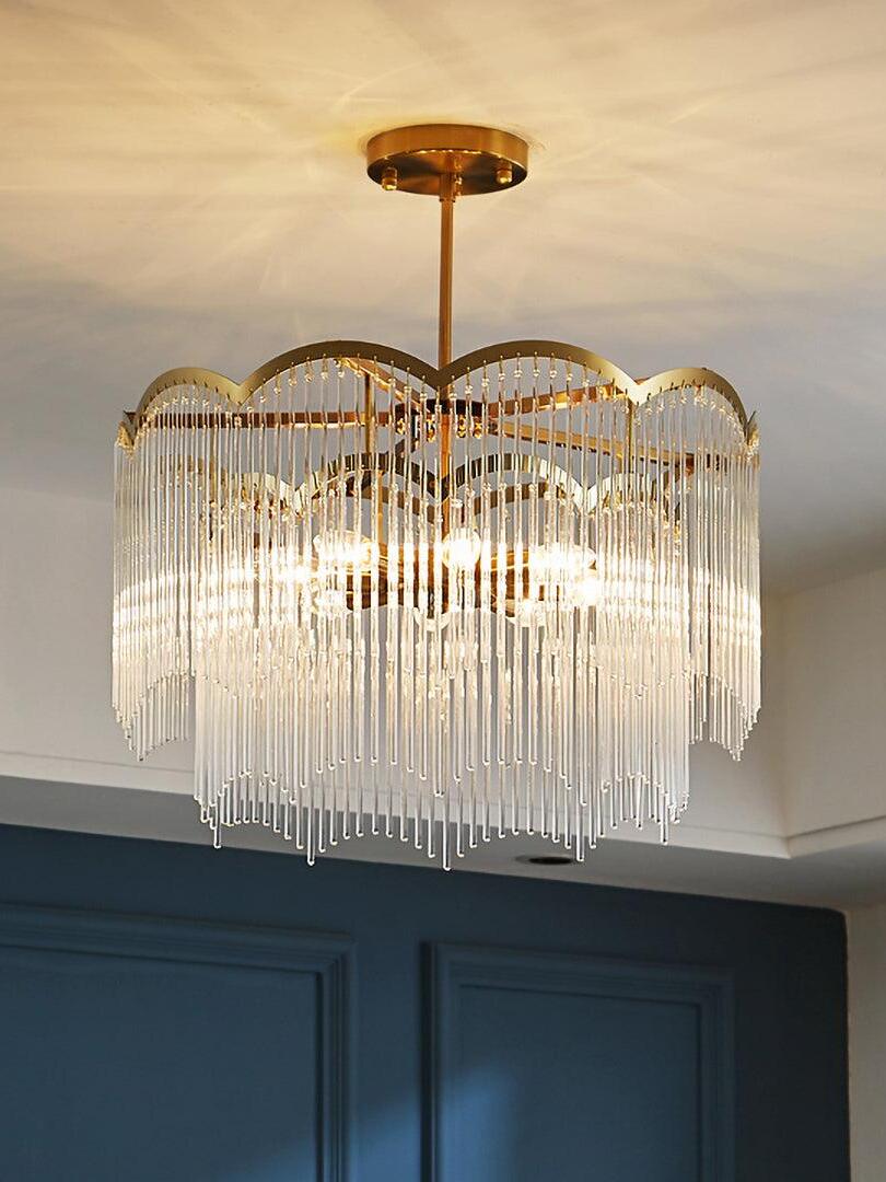 Classic Maria Theresa Multi-layer Glass Strips Chandelier - Cueteks