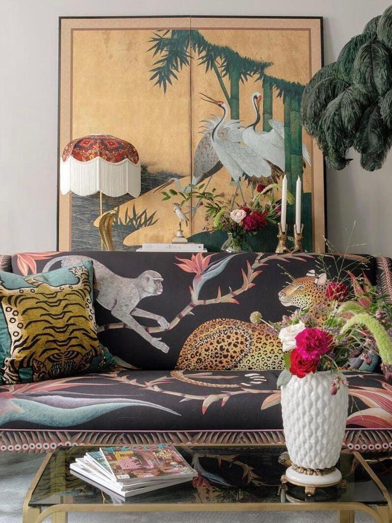 Art Deco Brass Ostrich Feather Floor Lamp - Cueteks