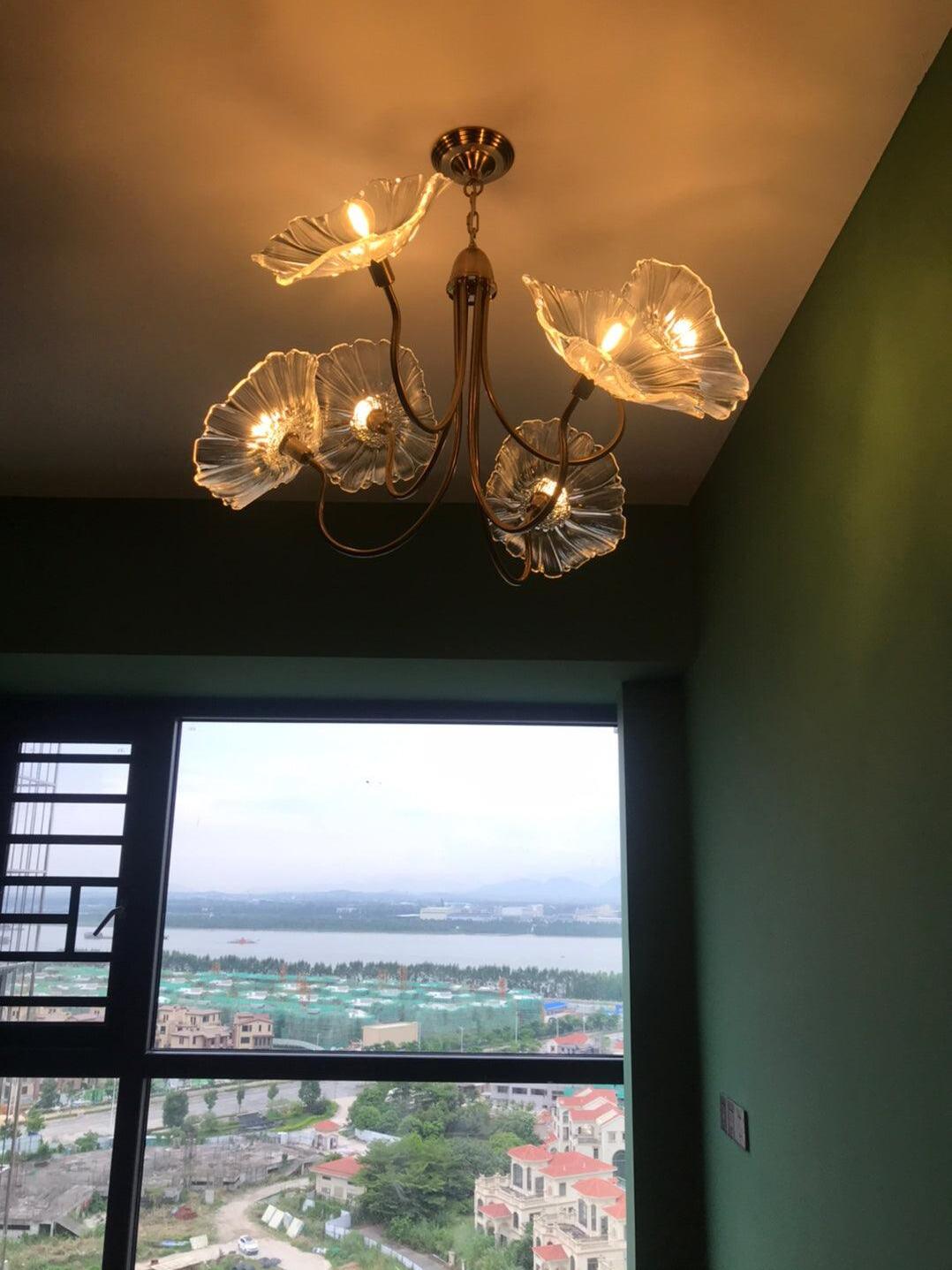 Lotus Leaf Glass Chandelier - Cueteks