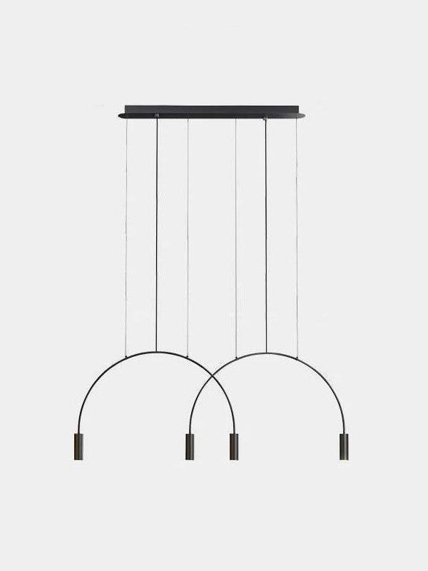 Four-light black Arcs pendant with two intersecting arches