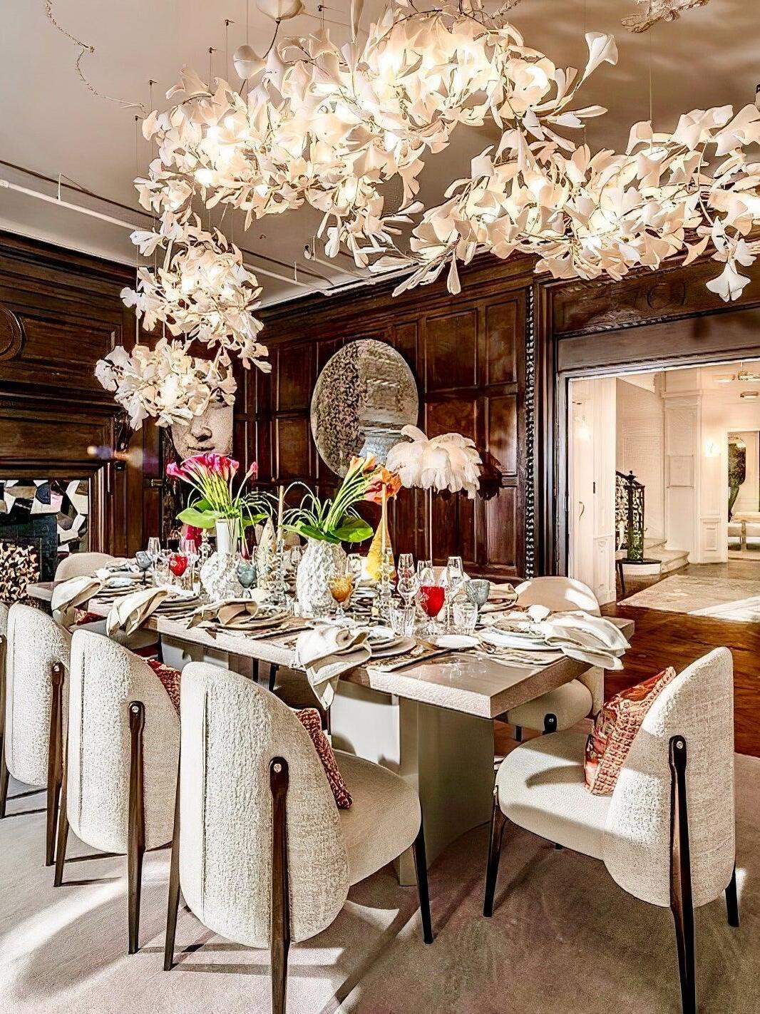 Modern Ceramics Flower Gingko Chandelier C - Cueteks